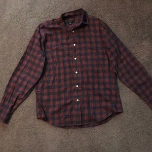 Large Maroon Plaid Banana Republic Button Down